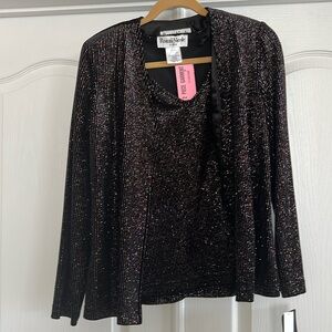 Ronni Nicole 2 Piece Black Sparkle Tank and Jacket Size: Small